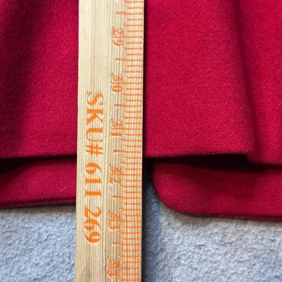 Vintage International Scene Blazer Womens 7/8 Red Wool Blend Coat Leather Trim - Picture 8 of 10